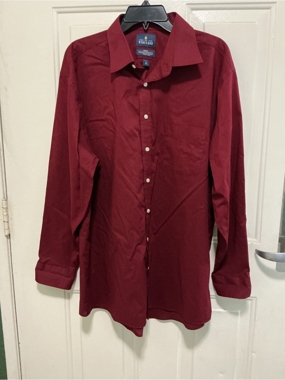 Stafford Men's Burgundy Button-Up Dress Shirt